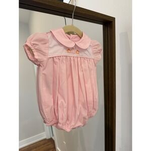 Baby Sen by Remember Nguyen Pink Pumpkin Smocked Bubble Romper NB